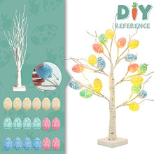 Load image into Gallery viewer, DELICHTER Osterdeko Osterbaum mit 18 bunten Ostereier, 24 warmweiß LEDs batteriebetriebener künstlicher Baum, Osterzweige Osterdekoration für innen Deko Frühling