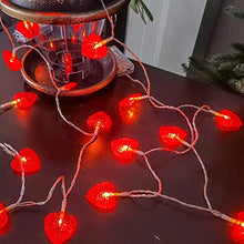 Load image into Gallery viewer, EAMBRITE Set of 2 10LT Red Heart String Lights Battery Operated for Bedroom Wedding Love Anniversary