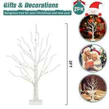 Load image into Gallery viewer, PEIDUO Set of 2 Artificial Tree for Table Decor, Battery Powered Tree Lights with Timer, Lighted Birch Tree with LED Lights for Home, Bedroom, Office, Living Room, Wedding Decor (2FT 24LT Warm White)