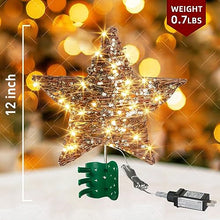 Load image into Gallery viewer, EAMBRITE 13.375” 40LT Christmas Rattan Tree Topper, Indoor Rustic Natural Star Treetop
