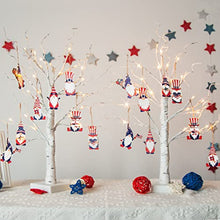 Load image into Gallery viewer, PEIDUO 4th of July Decorations for Home, Set of 2 Artificial Tree with 4th of July Accessories, Battery Powered Patriotic Decorations with Timer, Lighted Birch Tree with LED Lights (2FT Warm White)