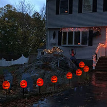 Load image into Gallery viewer, PEIDUO 4PK Halloween Yard Stakes with 20LT Warm White Lights, Pumpkin Pathway Lights for Outdoor Driveway Walkway Garden Lawn Decor, Sidewalk Decorations