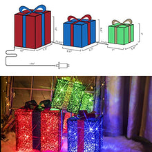 Load image into Gallery viewer, Christmas Decorations, Vanthylit 3PK Christmas Lighted Gift Boxes with Red Blue and Green Glittering Present Boxes with 48LED for Indoor Outdoor Use