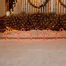 Load image into Gallery viewer, EAMBRITE 10” 35LT Candy Cane Pathway Markers Christmas Lawn Stake Lights Decorations for Outdoor Yard - Set of 6
