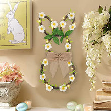Load image into Gallery viewer, Vanthylit Easter Bunny Wreath, LED Lighted Rattan Spring Wreath Battery Operated with Linen Bow and Flower Vines Light up Easter Decoration for Front Door Window Wall Home Party