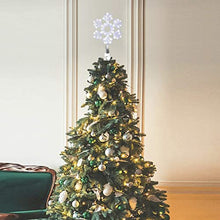 Load image into Gallery viewer, EAMBRITE Snowflake Christmas Tree Topper, 13 Inch White Snowflake Tree Topper with 50 Cool White Lights and 9 Modes Controller, Large Snowflake Treetop for Christmas Tree Decorations