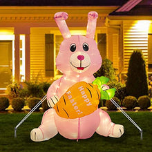 Load image into Gallery viewer, PEIDUO Easter Decorations, Inflatable Easter Bunny with LED Lights, Easter Inflatables Outdoor Decorations with Sandbag and Stakes, Easter Blow up Yard Decorations for Holiday Garden Lawn Party (4FT)
