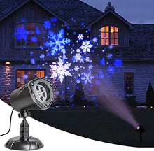 Load image into Gallery viewer, EAMBRITE Snowflake Projector Light LED White/Blue Rotating Snowfall Landscape Projection Decorative Christmas Lights for Birthday Wedding Theme Party Garden Home Winter Outdoor Indoor Decor