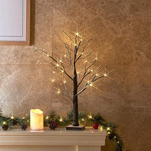 Load image into Gallery viewer, Eambrite Battery-Operated Snowy Twig Tree Lights with 24 Warm White LEDs Tabletop Christmas Tree Decor for Indoor use (60cm/2ft)