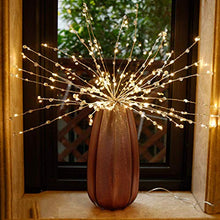 Load image into Gallery viewer, EAMBRITE 18 Inch Wrapped Lighted LED Copper Wire Twig Starburst Light 90 Warm White with Transparent Beads Decorative Home Xmas Wedding