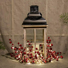 Load image into Gallery viewer, Vanthylit 6FT Red Berry Garland Lights with 88LT Warm White Lights Battery Operated Christmas Garlands with Timer Function Twig Vine for Holiday Indoor and Outdoor Fireplace Bedroom Yard Decoration