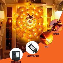 Load image into Gallery viewer, Vanthylit Halloween Spider Web Lights with Black Spider, 70LED Orange Halloween Lights Waterproof for Halloween Decorations Indoor Outdoor