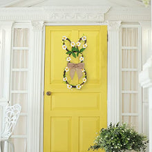 Load image into Gallery viewer, Vanthylit Easter Bunny Wreath, LED Lighted Rattan Spring Wreath Battery Operated with Linen Bow and Flower Vines Light up Easter Decoration for Front Door Window Wall Home Party