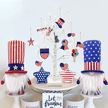 Load image into Gallery viewer, PEIDUO 4th of July Decorations for Home, Artificial Tree with 4th of July Accessories, Battery Powered Patriotic Decorations with Timer, Lighted Birch Tree with LED Lights (2FT Warm White)