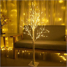 Load image into Gallery viewer, PABIPABI (Pack of 2) White Birch Tree with Lights Set 5FT 6FT Christmas Tree Lights Combo Kit Perfect for Indoor Outdoor Home Decor Holiday Party Wedding Thanksgiving & Christmas Decorations