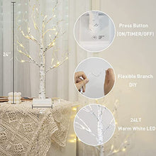 Load image into Gallery viewer, Set of 2-Vanthylit White Christmas Tree with Lights 2FT Tabletop Birch Tree with 24 Warm White LEDs Battery Operated Light up Twig Tree for Home Party Wedding Easter Christmas Decoration