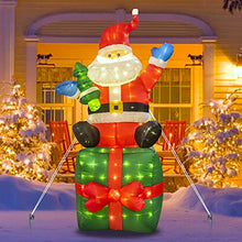 Load image into Gallery viewer, Christmas Inflatable Lights, Vanthylit Santa Claus Outdoor Decoration 6FT Blow Up Santa Gift Box with Bright Warm White LED Christmas Decoration for Yard Holiday Indoor and Outdoor Use