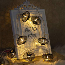 Load image into Gallery viewer, EAMBRITE Metal Black Lantern String Lights 10 LED Warm White Fairy Lights Battery Operated Indoor Decoration for Easter Birthday Wedding Window Desk Mantelpiece Party Kids' Room Bedroom