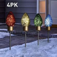 Load image into Gallery viewer, Vanthylit Outdoor Christmas Decoration 4PK Multi-Colour C-Bulb Pathway Lights with 40 LEDs Mains Powered Stake Lights for Patio Yards Driveways Pathways (2ft)