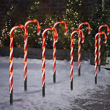Load image into Gallery viewer, Vanthylit 8PK 64LT Candy Cane Pathway Markers Christmas Lawn Stake Lights for Outdoor Decorations
