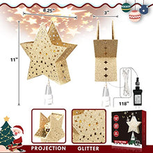 Load image into Gallery viewer, Vanthylit Gold Star Christmas Tree Topper with Built-in Rotating Warm White Star Projector for Christmas Tree Decorations