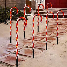 Load image into Gallery viewer, PEIDUO Candy Cane Lights 17.25” Set of 8 Path Light Replacement Stakes with 64 Warm White Lights and 8 Modes for Christmas Outdoor Decorations Yard and Xmas Pathway Lawn Driveway Decor