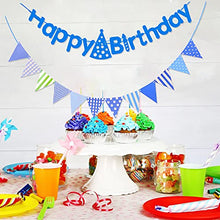 Load image into Gallery viewer, EAMBRITE Blue Happy Birthday Banners Boys Birthday Buntings Birthday Decorations Kit Party Supplies for Birthday Party Décor