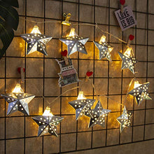 Load image into Gallery viewer, EAMBRITE Metal Star String Lights 10 LED Warm White Fairy Lights Battery Operated Indoor Decoration for Easter Birthday Wedding Window Desk Mantelpiece Party Kids' Room Bedroom