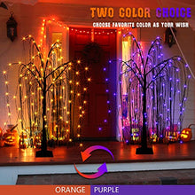 Load image into Gallery viewer, EAMBRITE Halloween Tree 4FT 180LED Black Willow Tree with Orange Purple Fairy Lights and Spider Web, Lighted Spooky Artificial Tree for Indoor Outdoor House Home Halloween Decorations