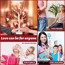 Load image into Gallery viewer, PEIDUO Valentines Day Decor, Lighted Valentine Tree with 8 Hanging Ornaments Battery Powered Timer, Valentines Day Decorations for The Home Indoor Bedroom Wedding Party (2FT Warm White Lights)