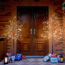 Load image into Gallery viewer, EAMBRITE 6FT Snowy Christmas Twig Tree Pre-Lit with 288 Warm White Lights Mains Powered Tree Decorations Waterproof for Outdoor and Indoor Décor