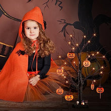 Load image into Gallery viewer, Vanthylit Halloween Decorations Black Halloween Tree Glittered with Orange Lights and Hanging Pumpkins, Halloween Table Decorations Lights for Halloween Decorations Indoor (2FT, Timer)