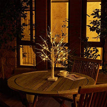 Load image into Gallery viewer, EAMBRITE White Christmas Tree with Lights Mini Birch Twig Tree Ornament with 24 Warm White LEDs Battery Operated Tabletop Decoration for Christmas Home Party Wedding (60cm/2ft)