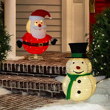 Load image into Gallery viewer, Vanthylit Set of 2 30'' Fluffy Foldable/Pop Up Christmas Snowman and Santa Claus Xmas Indoor Outdoor Decor