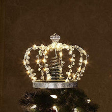 Load image into Gallery viewer, DELICHTER Silber Krone beleuchtet Weihnachtsbaumspitze mit Strombetrieb 8 Modis Christbaumspitze für Tannenbaum Innen Außen Tisch