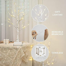 Load image into Gallery viewer, PABIPABI Lighted Birch Tree, 24 LED 22'' Christmas Tree, Tabletop ceterpiece Artificial Tree Lights Battery Powered Timer for Home Office Bedroom Wedding