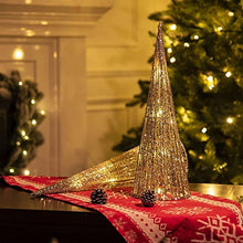 Load image into Gallery viewer, EAMBRITE 2PK Christmas Cone Tree Light 1.4FT Battery Operated Champagne Cone Tree with 32 Warm White LEDs for Indoor Christmas Decoration