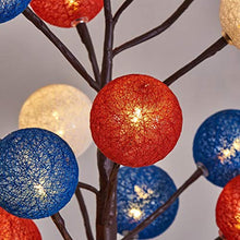 Load image into Gallery viewer, EAMBRITE Pre-Lit Easter Ornaments Tree 18in 15LT Fabric Ball Tabletop Tree Decorative Xmas Home Wedding Party Birthday(Red/Blue/White)