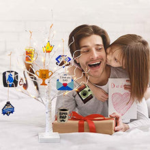 Load image into Gallery viewer, EAMBRITE Fathers Day Table Decorations, 2FT Birch Tree Lights with 10 Hanging Wooden Ornaments, Happy Fathers Day Decorations for Home as Table Centerpiece, from Daughter or Son