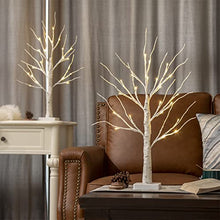 Load image into Gallery viewer, Set of 2-Vanthylit White Christmas Tree with Lights 2FT Tabletop Birch Tree with 24 Warm White LEDs Battery Operated Light up Twig Tree for Home Party Wedding Easter Christmas Decoration