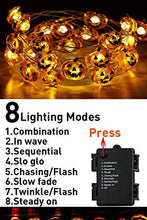 Load image into Gallery viewer, EAMBRITE Halloween Lights Set of 3 Themed Fairy Lights with 30 LED Pumpkin Bat and Ghost Indoor Halloween Decorations Battery Powered with 8 Lighting Modes Waterproof Decor for Indoor and Outdoor