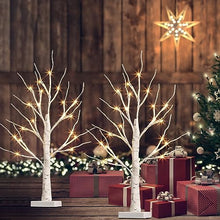 Load image into Gallery viewer, PEIDUO Set of 2 Artificial Tree for Table Decor, Battery Powered Tree Lights with Timer, Lighted Birch Tree with LED Lights for Home, Bedroom, Office, Living Room, Wedding Decor (2FT 24LT Warm White)