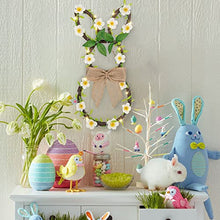 Load image into Gallery viewer, DELICHTER Osterhase Kranz mit Leinen Schleife, 25 LEDs Weidenkranz mit frühling Ostern deko Batteriebetrieben und Timer für Easter Haustür Wand Fenster (44cm/Warmweiß)