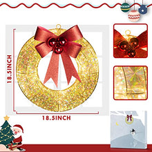 Load image into Gallery viewer, Christmas Decorations, Vanthylit Lighted Christmas Wreath with 18.5'' 400LT Warm White LED Metal Wreath Lights Frame Covered with Champagne Glittering Sequins for Christmas Home Wall Door Decoration