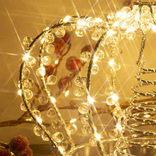 Load image into Gallery viewer, PEIDUO Christmas Jeweled Crown Tree Topper Adapter Plug in with 60 Warm White Lights LED Light Up Tree Topper Decoration for Christmas Tree