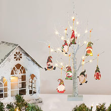 Load image into Gallery viewer, PEIDUO Christmas Decorations Indoor 2FT 24LT Lighted Birch Tree with 8 Christmas Gnome Ornaments Battery Powered with Timer for Home Table Party Festival Wedding Decor