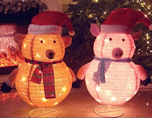 Load image into Gallery viewer, Vanthylit Easter Decorations, Set of 2 30" Fluffy Foldable/Pop Up Bear and Pig with 100LT Warm White LED Plug in Lighted Collapsible Christmas Decorations for Indoor Outdoor Use