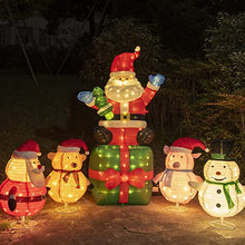 Load image into Gallery viewer, PEIDUO Light up Pink Pig and Brown Bear Suit,30 Inch Height with 100 Warm White Lights, Pre Lit Collapsible Christmas Decorations for Indoor Outdoor Holiday Yard Porch Patio Bedroom Lawn Garden Décor