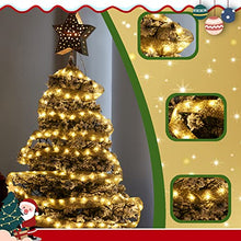 Load image into Gallery viewer, Vanthylit Gold Ribbon Lights Christmas Tree Ribbon Decorations Lights with 19.7FT 120 LED Warm White Fairy Light Drew Drop Decor for Wedding Christmas Tree Decorations