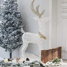 Load image into Gallery viewer, EAMBRITE 48” 70LT Pre-Lit Christmas Glittering Reindeer with Gold Jingle Bell and Twinkle Light Outdoor Holiday Mesh Standing Buck Deer Decorations for Home Lawn Yard Garden Indoor Outdoor Plug in